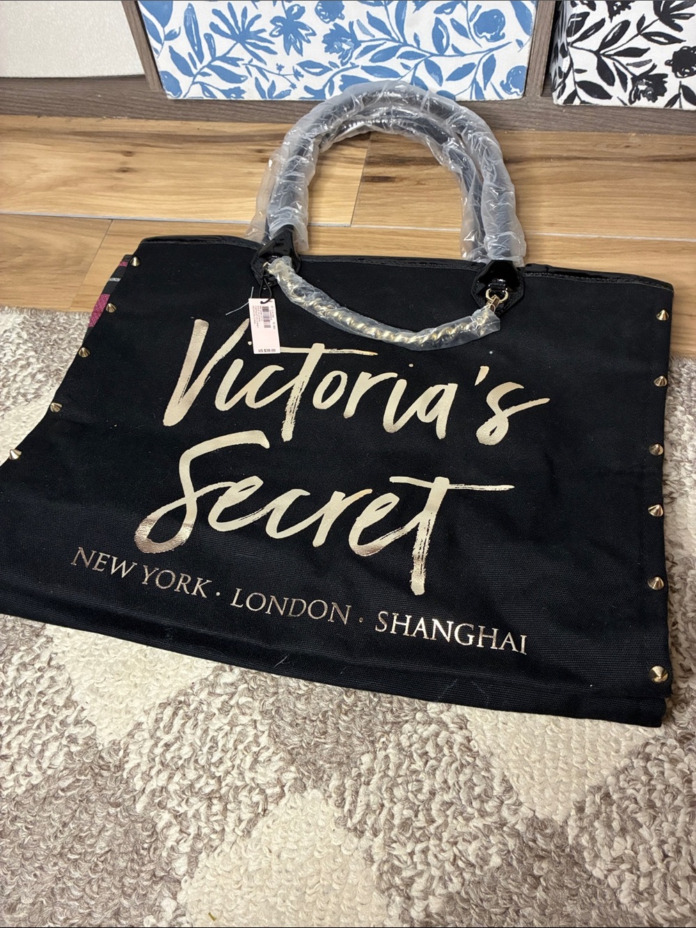 Victoria's Secret Black Tote with Gold Script Logo